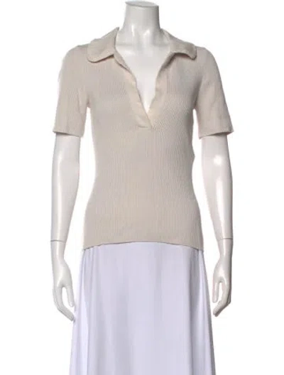 Pre-owned La Maille Sezane V-neck Short Sleeve Polo In Neutral
