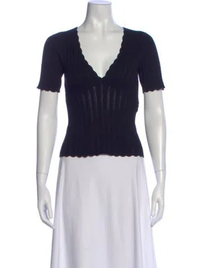 Pre-owned La Maille Sezane V-neck Short Sleeve Top In Blue