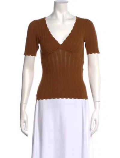Pre-owned La Maille Sezane V-neck Short Sleeve Top In Neutral