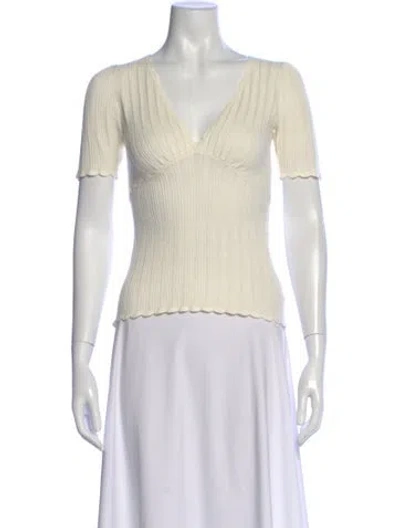 Pre-owned La Maille Sezane V-neck Short Sleeve Top In Neutral
