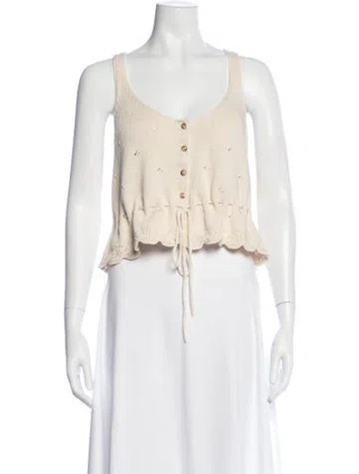 Pre-owned La Maille Sezane V-neck Sleeveless Crop Top W/ Tags In White