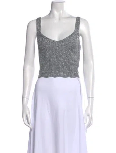 Pre-owned La Maille Sezane V-neck Sleeveless Crop Top In White