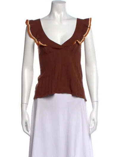 Pre-owned La Maille Sezane V-neck Sleeveless Top In Brown