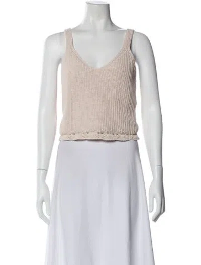 Pre-owned La Maille Sezane V-neck Sleeveless Top In White