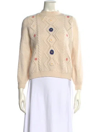 Pre-owned La Maille Sezane Wool Crew Neck Sweater In Neutral
