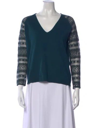 Pre-owned La Maille Sezane Wool Lace Pattern Sweater In Blue