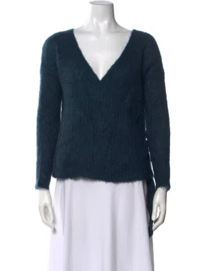 Pre-owned La Maille Sezane Wool V-neck Sweater In Blue