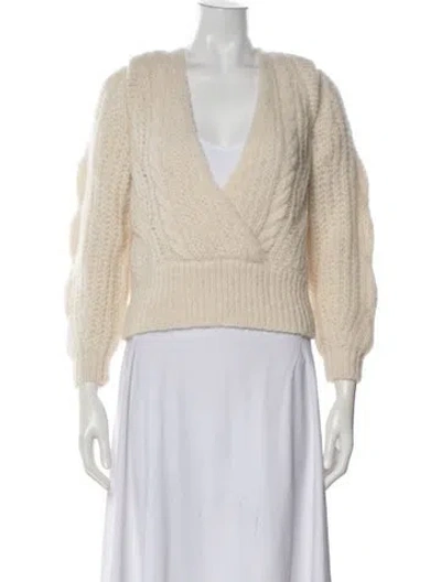 Pre-owned La Maille Sezane Wool V-neck Sweater In Neutral