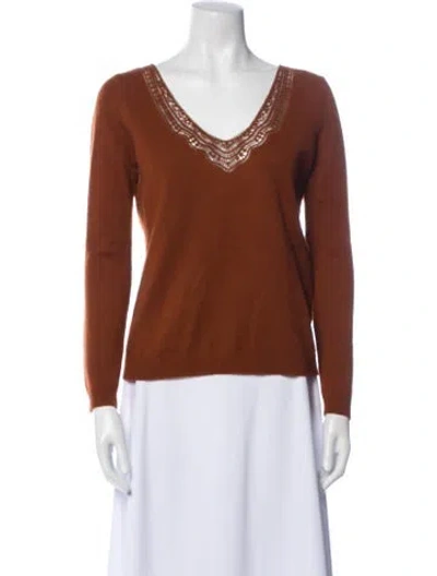 Pre-owned La Maille Sezane Wool V-neck Top In Brown
