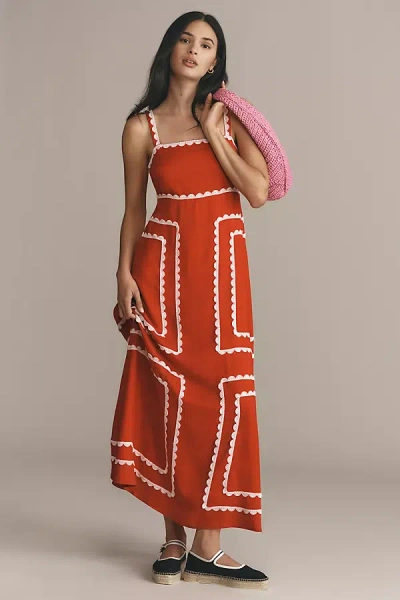 La Maise Studio Amelia Square Neck Maxi Dress In Red