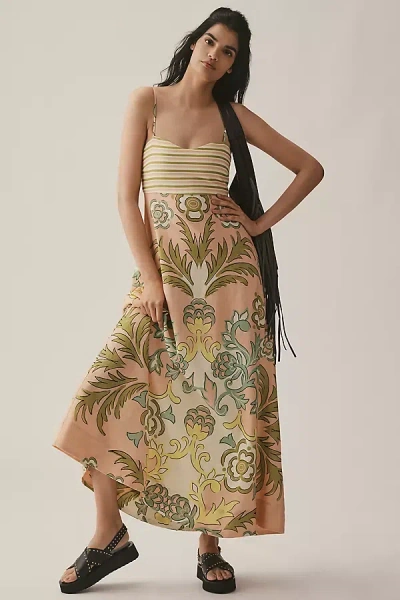 La Maise Studio Lucia Linen Blend Maxi Dress In Orange