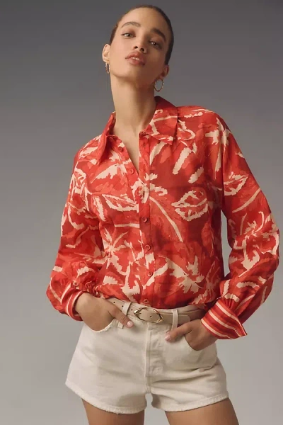 La Maise Studio Shyla Linen Buttondown Shirt In Multicolor