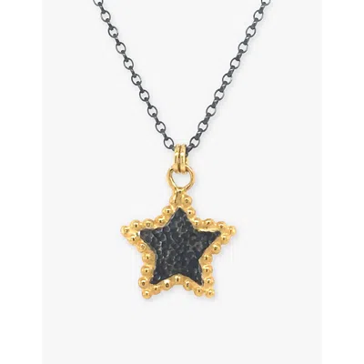 La Maison Couture Ana Verdun London Hespe Star 22ct Yellow Gold-plated Sterling Silver Pendant Necklace In Black/gold