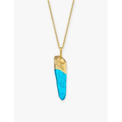 La Maison Couture The Rock Hound Hotrocks Alchemy Wand Ceramic-coated 18ct Yellow Gold-plated Vermeil Recycled Sterlin In Blue