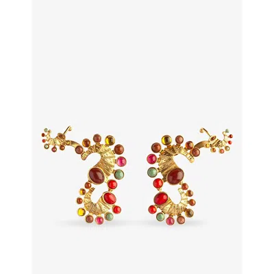 La Maison Couture Womens Multi Sonia Petroff Seahorse 24ct Yellow Gold-plated Brass And Gemstone Ear