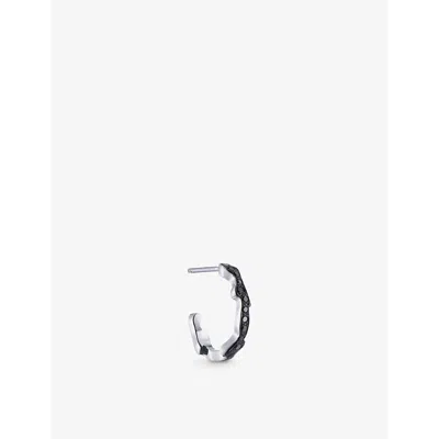 La Maison Couture Womens Silver Biiju By Night Black Diamond And Platinum Single Hoop Earring