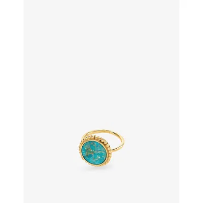 La Maison Couture Womens Amadeus Arizona 18ct Yellow Gold Vermeil And Vintage Turquoise Ring