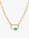 La Maison Couture Amadeus Daphne Paperclip 14ct Yellow Gold-plated Vermeil Recycled Sterling Silver And Turquoise Neck In Gold