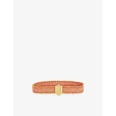 La Maison Couture Womens Assya London Ibiza Clasp 18ct Gold Vermeil, Silver And Silk Bracelet Pink