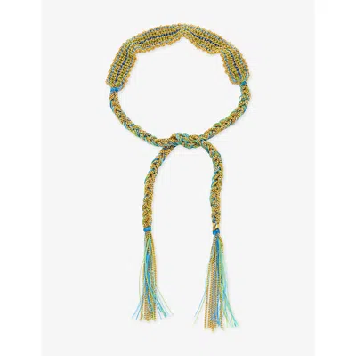 La Maison Couture Womens Assya London Ibiza Sterling-silver And Silk Tie Bracelet Turquois In Turquoise