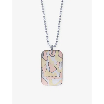 La Maison Couture Womens  Biiju Desert Camo Post Modernist Tag Sterling-silver Pendant Necklac