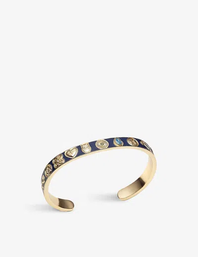 La Maison Couture Womens Blue With Love Darling Global Goal Remelted-brass, Zircon And Enamel Cuff Bracelet
