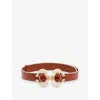La Maison Couture Womens Brown Sonia Petroff Aries 24ct Gold-plated Brass, Cabochon Carnelian Stones And Leather Belt In Brown