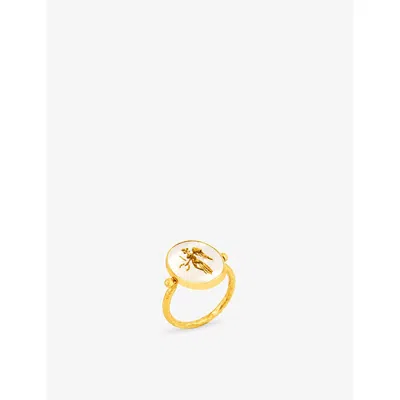 La Maison Couture Womens Ece London The Angel Of Peace Ii Gold And Mother-of Pearl Ring Yellow Gold