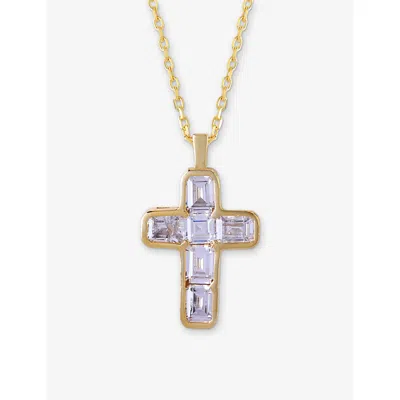La Maison Couture Womens Ece London The Fortuna Cross 22ct Yellow Gold Vermeil And Zircon Necklac