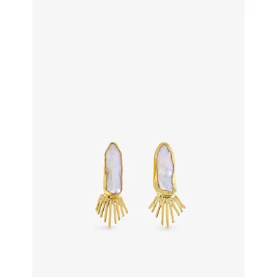 La Maison Couture Womens Ece London Theia Gold And Pearl Earrings Yellow Gold