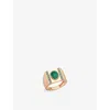 La Maison Couture Womens Green Selda Jewellery Orira 14ct Rose-gold, Malachite And 0.08ct Diamond Pinkie Ring In Green