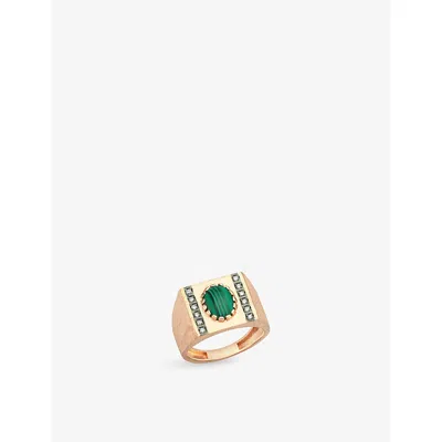 La Maison Couture Womens Green Selda Jewellery Orira 14ct Rose-gold, Malachite And 0.08ct Diamond Pinkie Ring