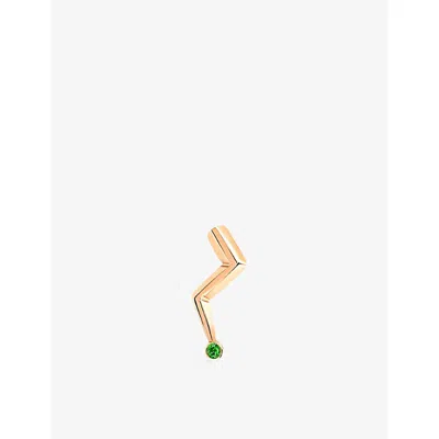La Maison Couture Womens Green Selda Lightning Medium 14ct Rose-gold And Emerald Single Stud Earring
