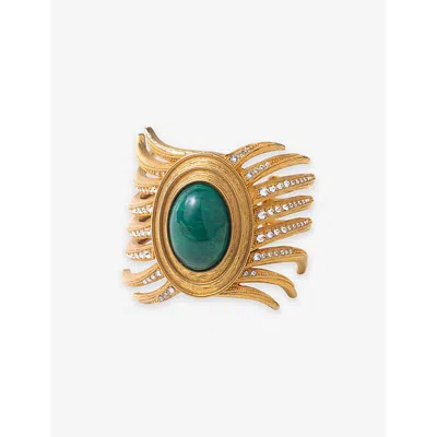 La Maison Couture Womens Green Sonia Petroff Sun 24ct Yellow Gold-plated Brass, Swarovski Crystal And Gemstone Bracele