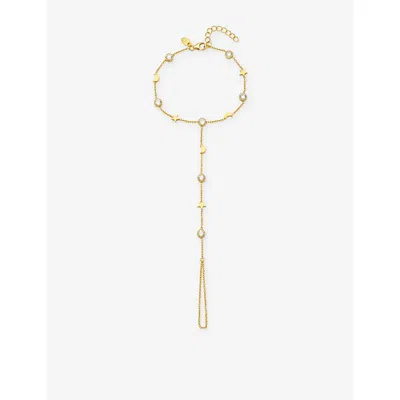 La Maison Couture Womens Assya London Hedone 18ct Yellow Gold Vermeil And Cubic Zirconia Hand Bracelet