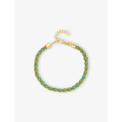 La Maison Couture Womens Assya Panama 18ct Yellow Gold-plated Sterling-silver And Silk Kuna Friendship Bracelet Green