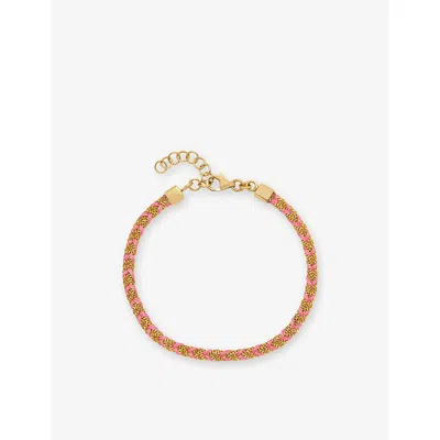 La Maison Couture Womens Assya Panama 18ct Yellow Gold-plated Sterling-silver And Silk Kuna Friendship Bracelet Pink