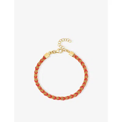 La Maison Couture Womens Assya Panama 18ct Yellow Gold-plated Sterling-silver And Silk Kuna Friendship Bracelet Red