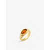 La Maison Couture Womens Red Ece London 22ct Yellow Gold Vermeil, Hassonite And Zircon Ring In Red