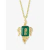 La Maison Couture Womens Ece London The Victoria Medallion 22ct Yellow Gold Vermeil Root Emerald And Zircon Necklace G In Green