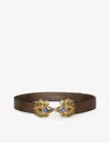 La Maison Couture Womens Green Sonia Petroff Desert Rose Swarovski-embellished Leather Belt In Green