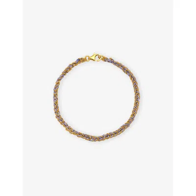 La Maison Couture Womens Assya Panama 18ct Yellow Gold-plated Sterling-silver And Silk Friendship Bracelet Lilac