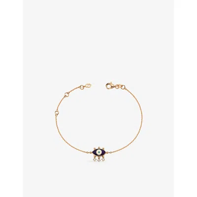 La Maison Couture Womens Navy Blue Selda Evil Eye Navy14ct Rose-gold And Diamond Bracelet