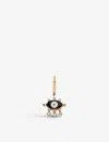 La Maison Couture Womens Navy Blue Selda Jewellery Evil Eye 14ct Rose-gold, 0.08ct Diamond And Enamel Single Hoop Earr In Navy Blue