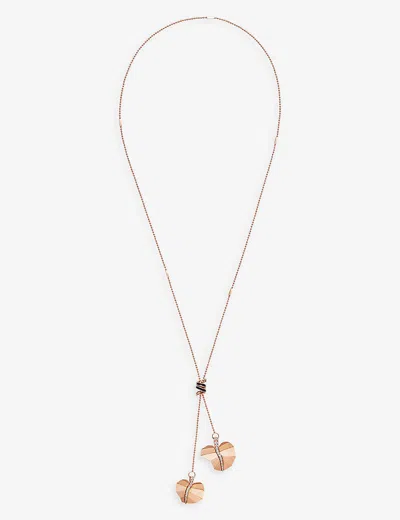 La Maison Couture Womens Pink X Tomasz Donocik Double Leaf 18ct Rose Gold-plated Recycled Sterling-s