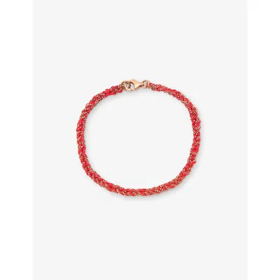 La Maison Couture Womens Assya Panama 18ct Rose Gold-plated Sterling-silver And Silk Friendship Bracelet Red