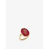 La Maison Couture Womens Ece London The Angel Of Peace 22ct Yellow Gold Vermeil And Carnelian Ring Red In Red