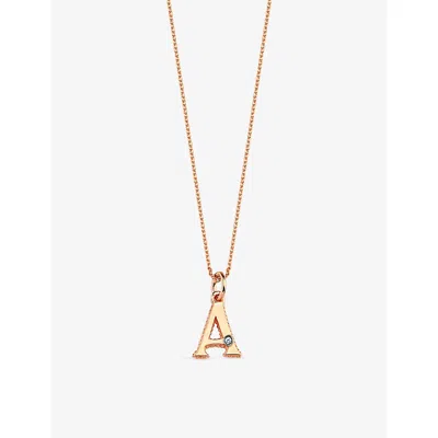 La Maison Couture Womens Rose Gold Selda Initial Small A 14ct Rose-gold And Diamond Necklac