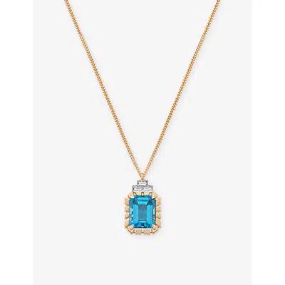 La Maison Couture Womens Selda 14ct Rose-gold Blue Topaz And Diamond Necklac