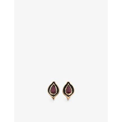 La Maison Couture Womens Selda Akgül Baby Dragon 14ct Rose-gold And 0.21ct Ruby Stud Earrings